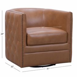 Top Grain Leather Swivel Chair 