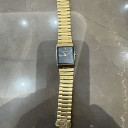 CITIZEN ECO-DRIVE AR3102-51E STILETTO TANK BLACK SQUARE DIAL GOLD TONE WATCH UNI