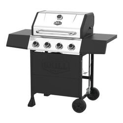 Expert Grill, 4-Burner Propane Gas Grill with Side Table and Wheels, Stainless Steel