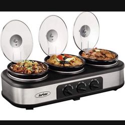 Sunvivi Triple Slow Cooker Buffet Server - 1.5 Quart 