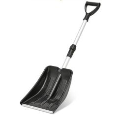 Extendable Snow Shovel, Light Weight Polypropylene Blade with Aluminum Edge, Multifunctional & Compact Emergency Snow Shovel for Cars, Snowm