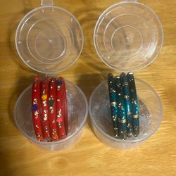 Authentic Indian bangles Red & Turquoise Sets 2.4 Inches, (for Children or Someone w/ very small hands - Must Fit Over Knuckles). New