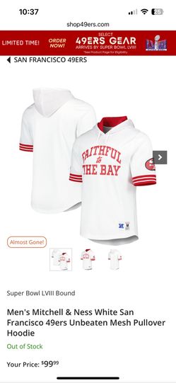 Mitchell & Ness White San Francisco 49ers Unbeaten Mesh Pullover Hoodie 4XL MEN