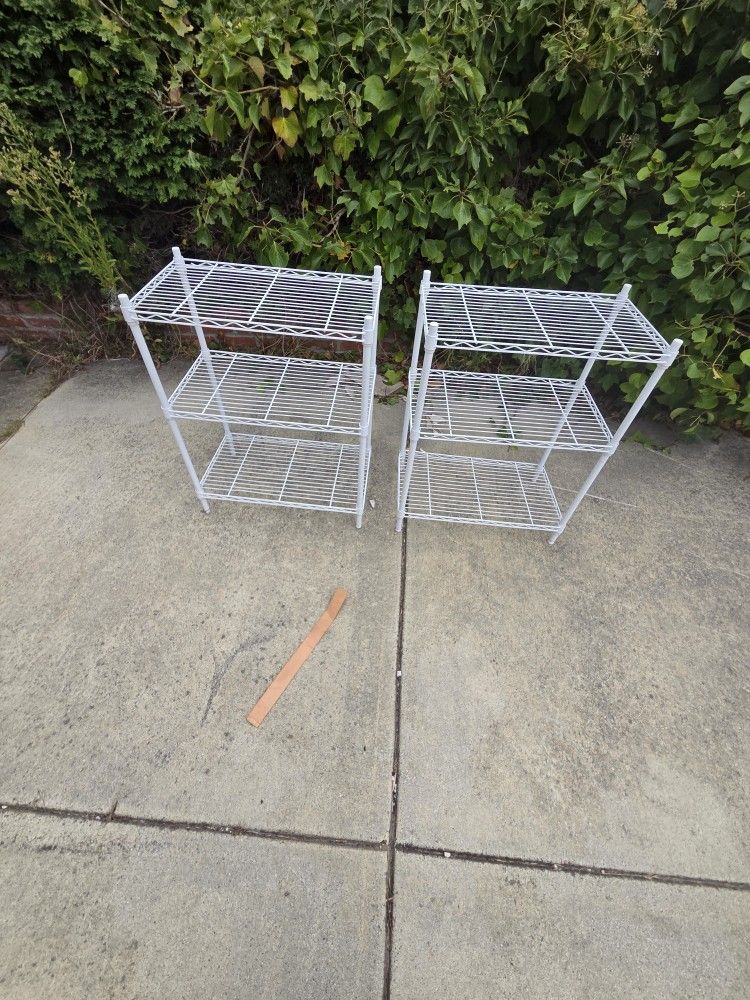 White Metal Shelf Units