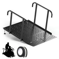 49.2" Folding Wheelchair Ramp with Handrails, 770LB Heavy Duty Portable Wheelchair Ramp for Steps, Adjustable Height 1"-7.28", Extra Wide Handicap Ram