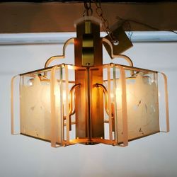 Vintage Etched Glass Chandelier 