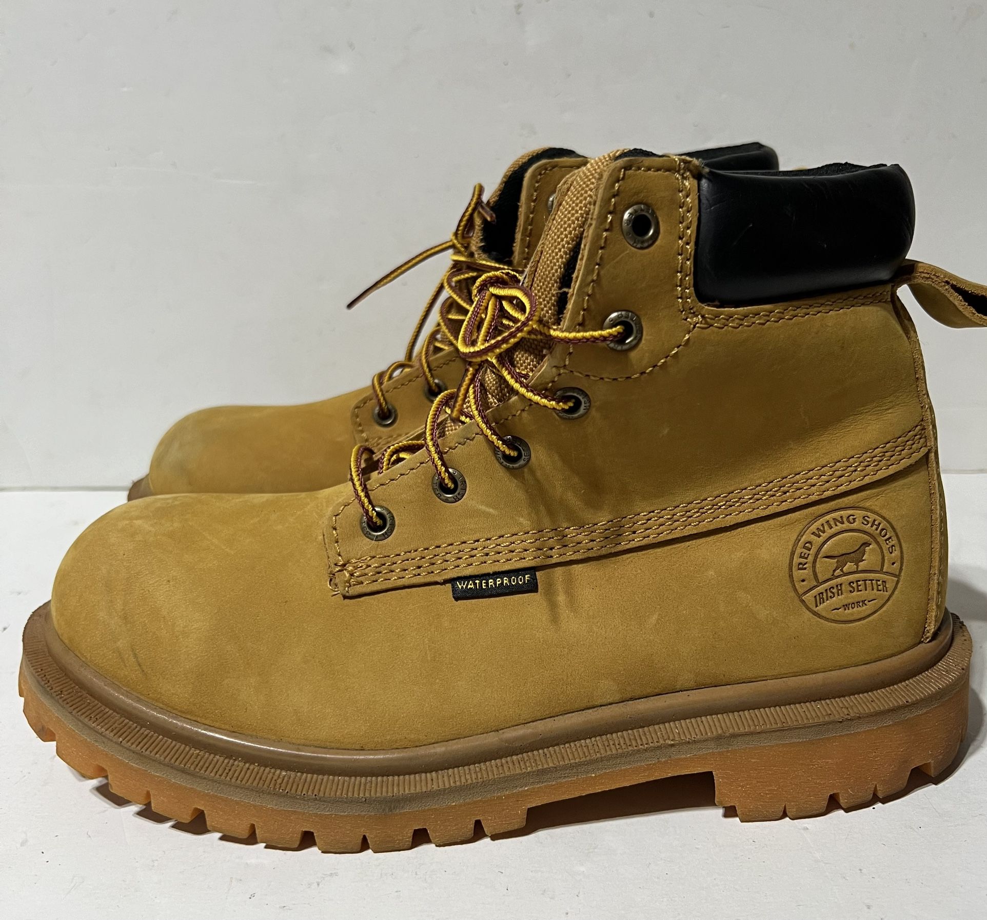 Irish Setter Red Wing Boots Men's 7 6" Aluminum Toe Waterproof Work Boot Wheat