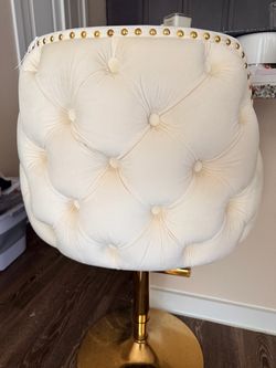 White (Soft Cream) Velvet Plush with Gold Details - Bar Stools