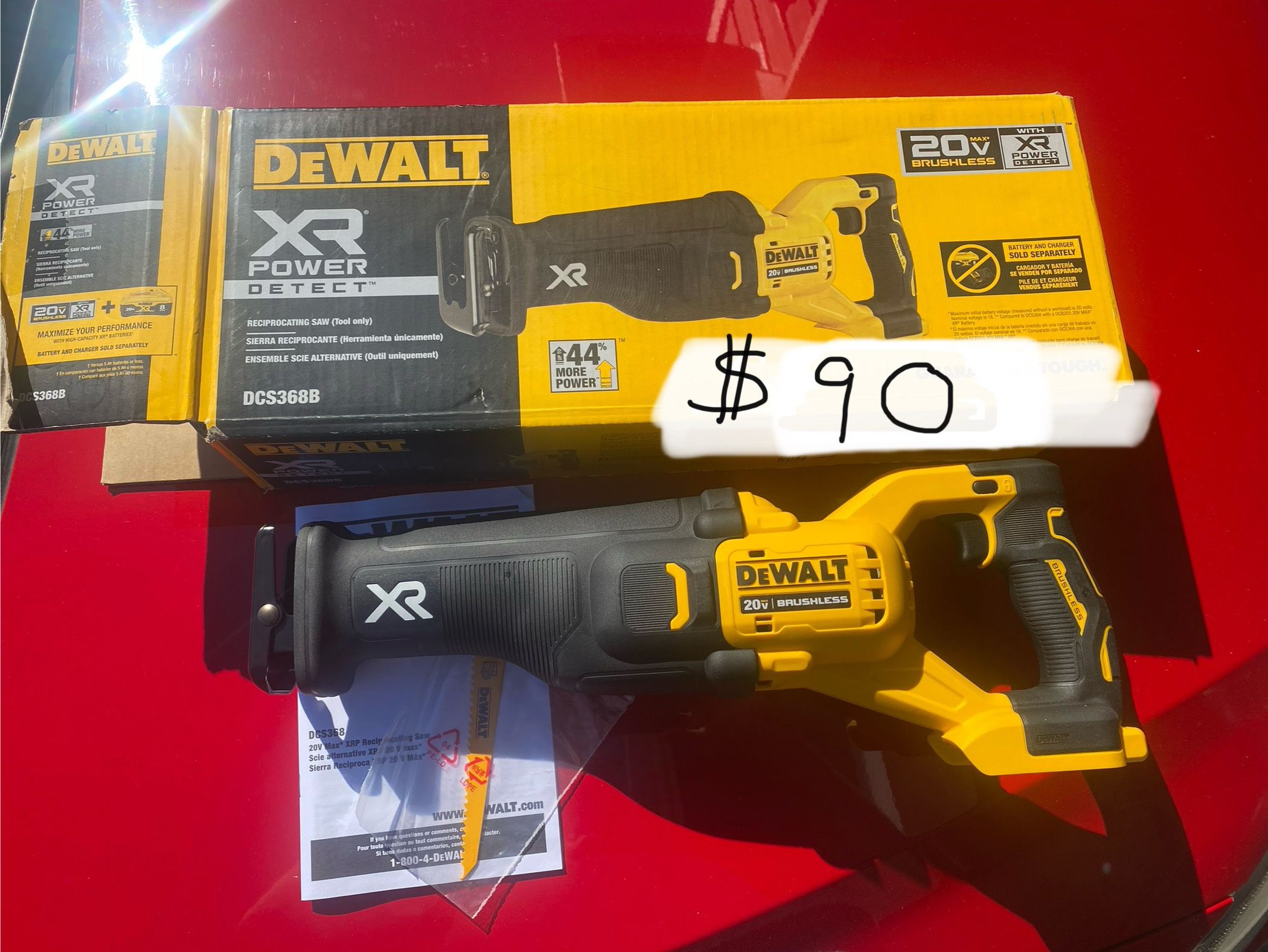 Brand New Dewalt  20v XR Power Detect Reciprocating Saw   DCS368B    Tool Only 