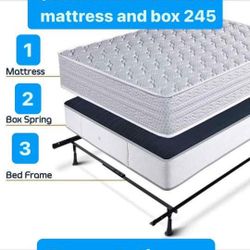 Huge sale for Mattress And Box Twin size mattress and box 150.$ full 190$ Queen 200$ king 290$. Mattress And Box and frame and headboard. King 580$ Qu