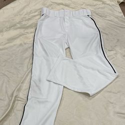 Uncuffed White With Black Stripe Baseball Pants Size L