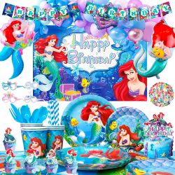 185Pcs Little Mermaid Party Supplies 