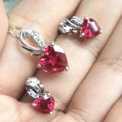 Two Tones Gold And Silver Rubíes Sets 