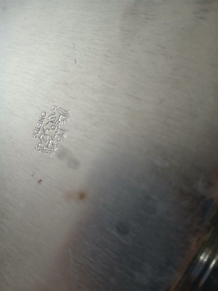 vintage Oneida silver-plated serving tray with handles.