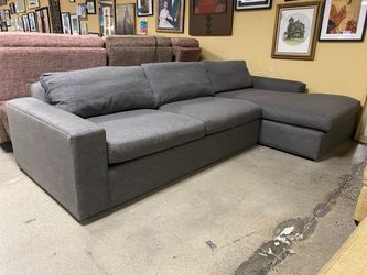 ROOM & BOARD Feather Filled Modern Grey 3-Seat Sofa w/ Lounger