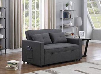 BOWER HILL Dark Gray Linen Fabric 3-in-1 Convertible
