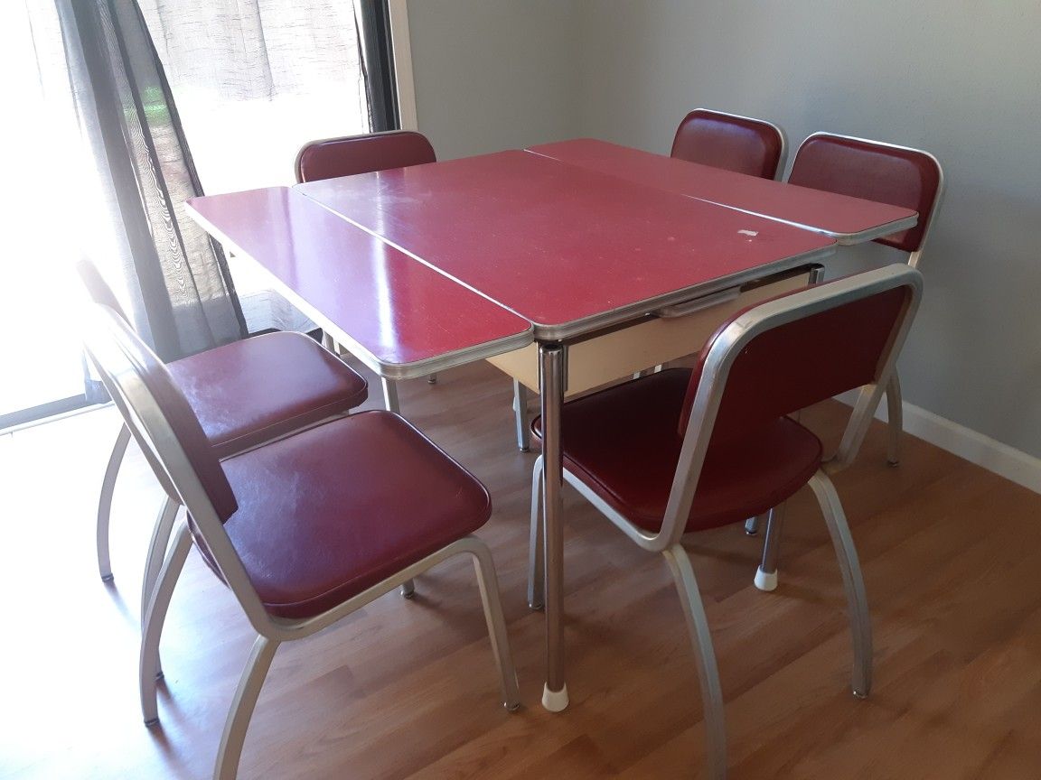 Vintage Retro Early 50s Mid Century Fomica Dining Table 6 Chairs MCM