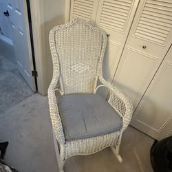 White wicker, rocking chair