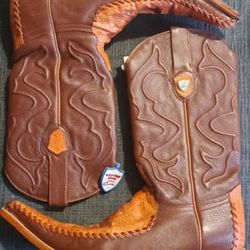 Wild West Boots Mens #296T0503 6X Toe Style Ostrich & Deer 