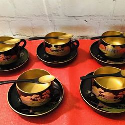 Asian Lacquer Ware Tea Set From Japan 1950’s 15 Pcs.