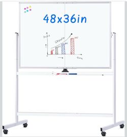 Brand New Maxtek 48” x 36” Rolling Magnetic Whiteboard (Unopened)
