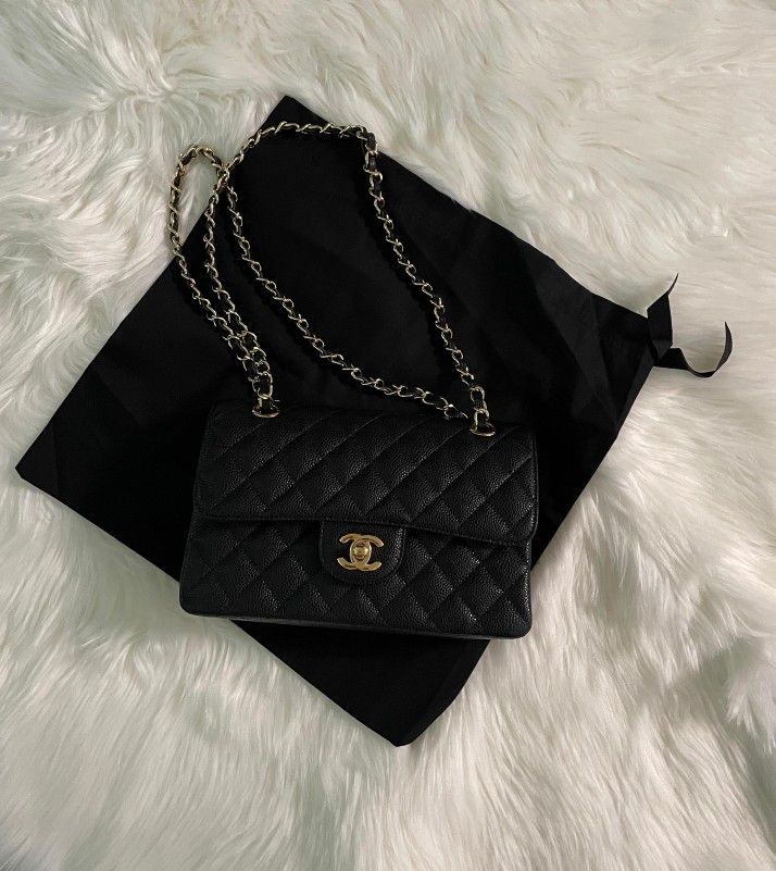 Chanel CF Grained Calfskin & Gold-Tone Metal Small Shoulder Bag
