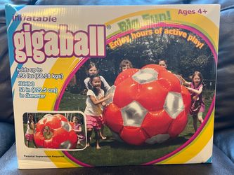 Inflatable Gigaball 51in in diameter. Brand new, never used, sealed in box. $40