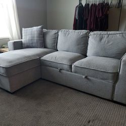 Gray 3 Cushion Reversable Sectional Sleeper Sofa