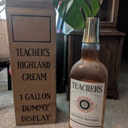 Mid Century Teachers Whiskey Display Liquor bottle with boxl