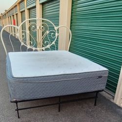 QUEEN BED FRAME WITH HEADBOARD AND MATTRESS 
