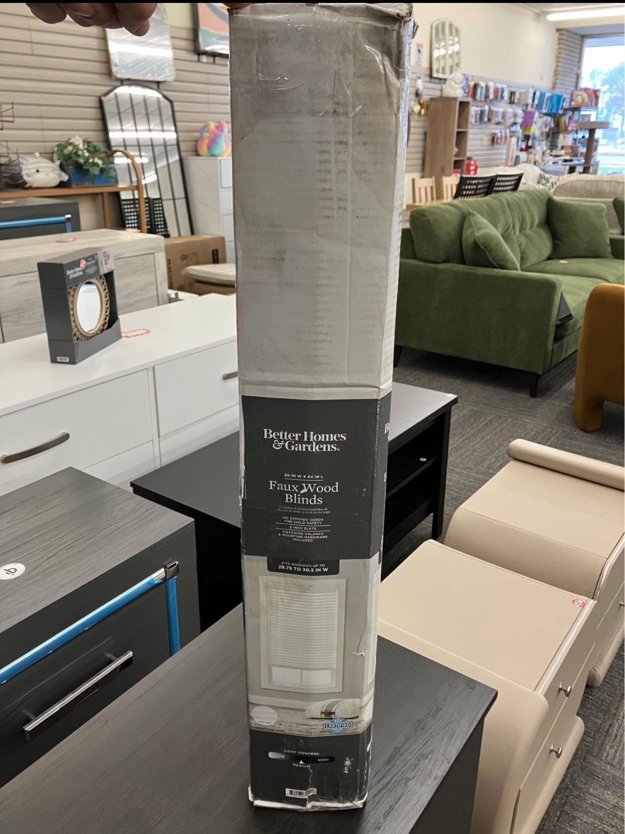 2" Cordless Faux Wood Horizontal Blinds, White, 30" W x 64" L, New in Box