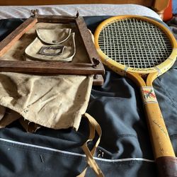 AJ Spalding & Bros Olympic Tennis Racket With Press