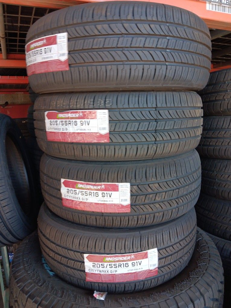4 New Tires Installed/ Nuevas Llantas Instaladas 205/55/16 Land Spider Tires