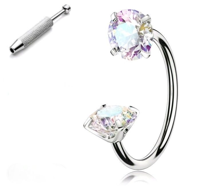 NEW Titanium Horseshoe Nose Ring in Aurora 20G 8mm