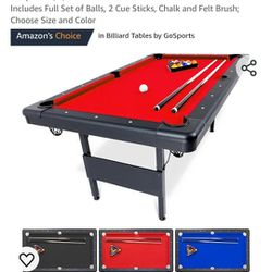 Pool Table With 3 Cue Sticks 