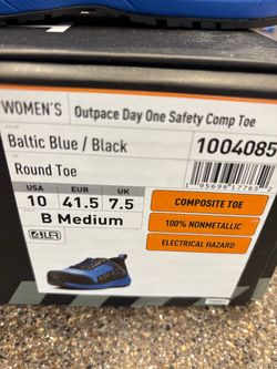 Women’s safety to shoes, Blue, and Black size 10