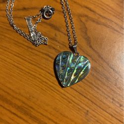 Heart Shaped Mother Of Pearl &Sterling Silver Necklace