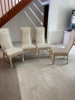 Set of 4 light Tan & White Dining Chairs 🤍🤎