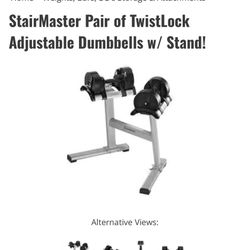 StairMaster Pair of TwistLock Adjustable Dumbbells w/ Stand!