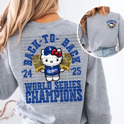 Hello Kitty Dodgers, Los Angeles, Back To Back, Crewneck, Custom Shirts, Custom Apparel 