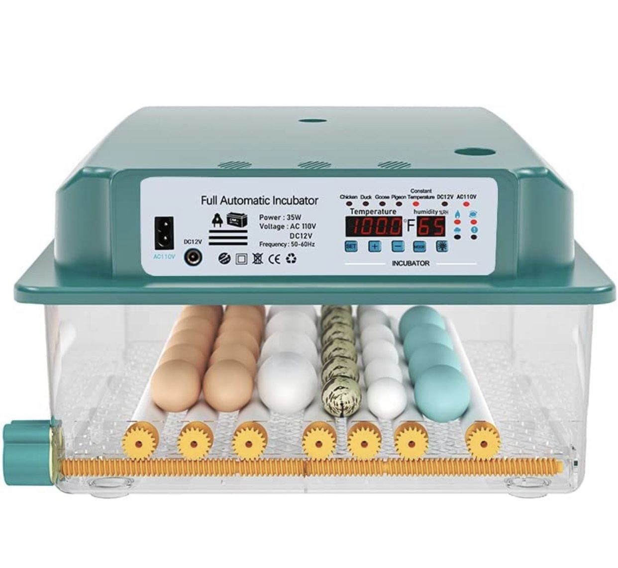 Hethya Fahrenheit 36 Eggs Incubators, Humidity Monitoring, Automatic Turn Eggs,