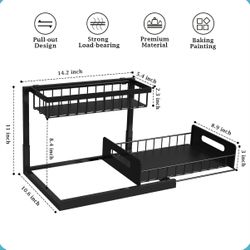 REALINN Under Sink Organizer, Pull Out Cabinet Storage 2 Tier Slide Out Sink Shelf, Kitchen Organizers and Storage, Black