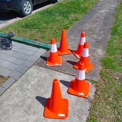 Six  18-in construction cones