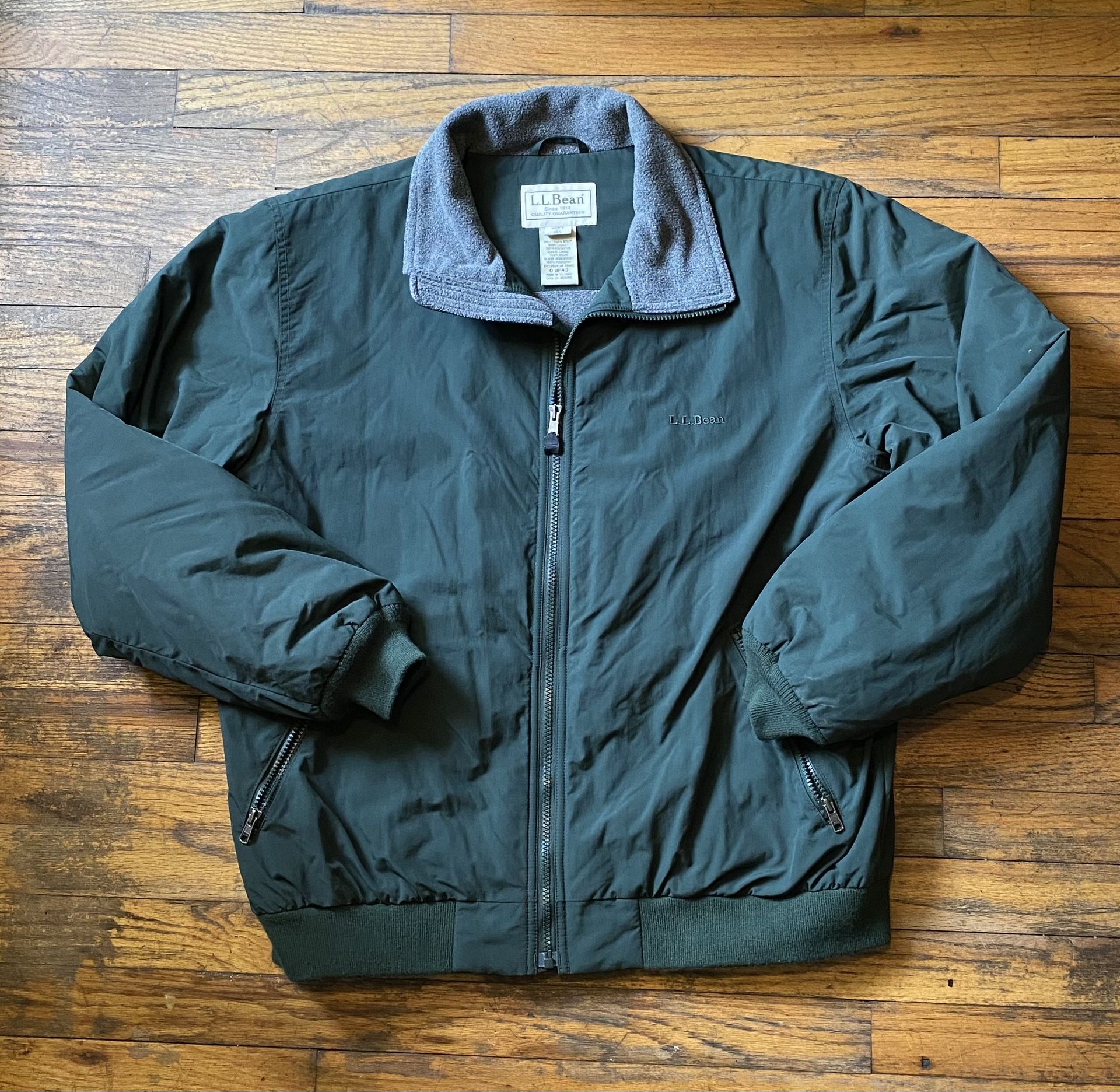 LL Bean Men’s Bomber Fleece Lined Men’s Tall Full Zip Jacket Green Size L