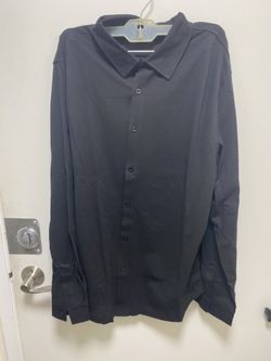 URRU Men's Muscle Dress Shirts Slim Fit Long Sleeve Casual Button Down Black XL