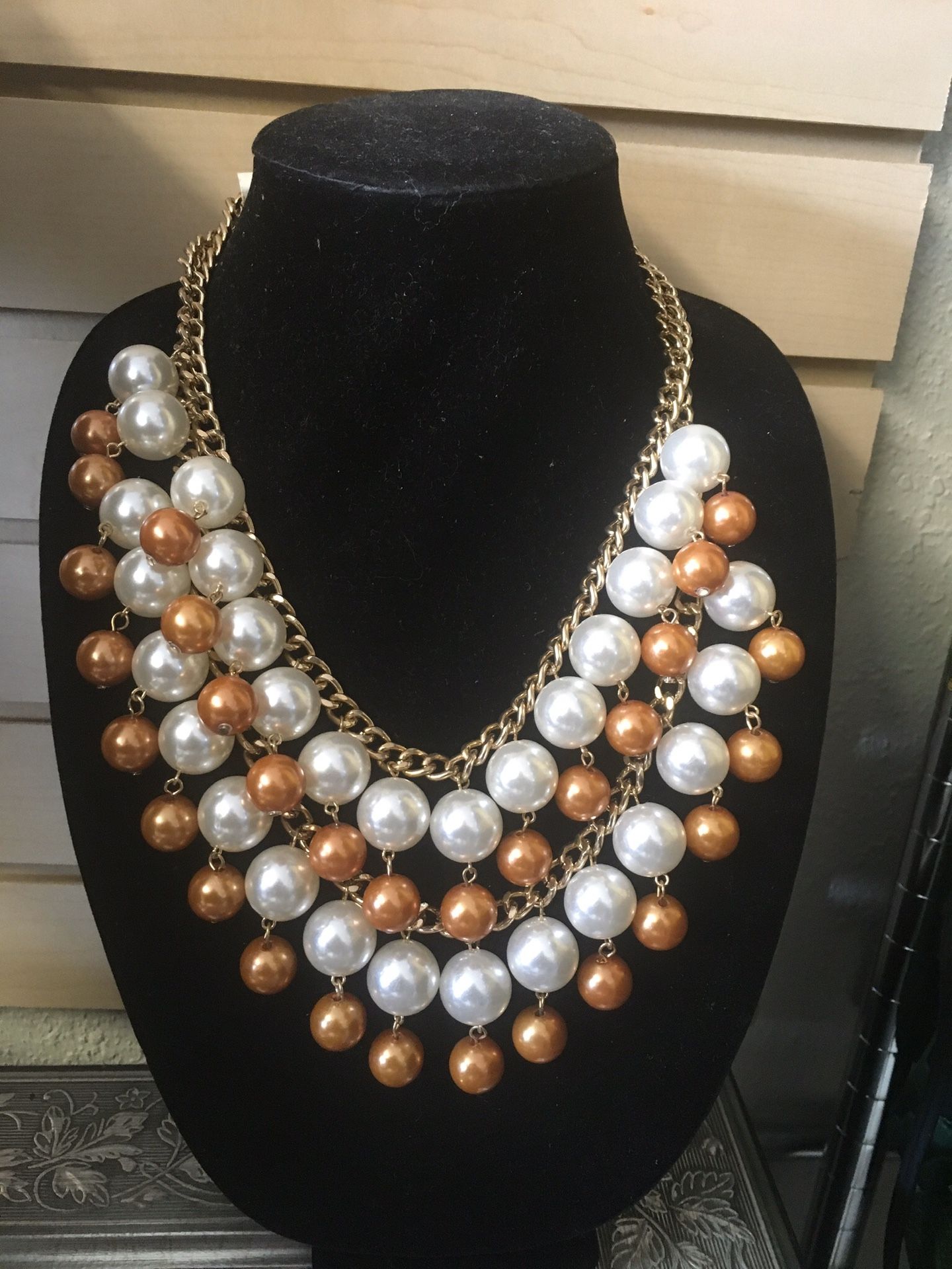 Beautiful copper and pearl beaded choker