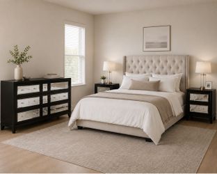 Najarian Furniture 4-Piece Mirrored Bedroom Set – Dresser, Mirror & 2 Nightstands