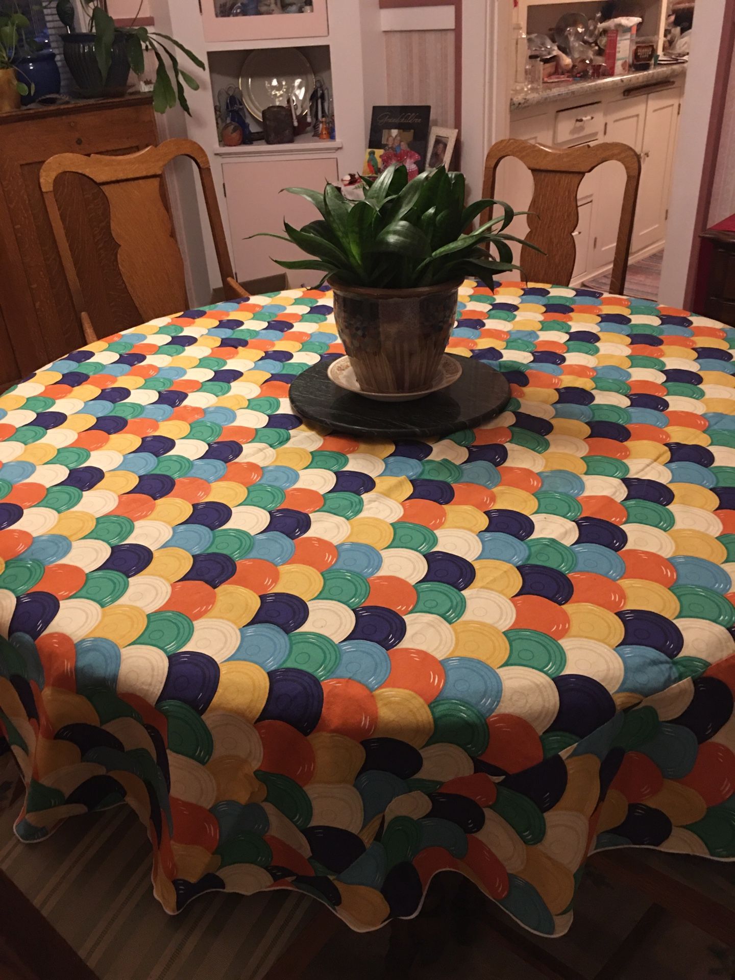 Vintage Fiesta ware Tablecloth 76” Round