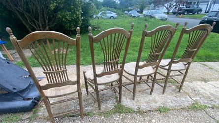 Chairs  antique original real wood, very strong  just need to be painted