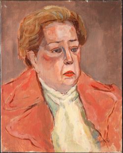 Woman in Pink Coat by Loraine Ginzburg original painting